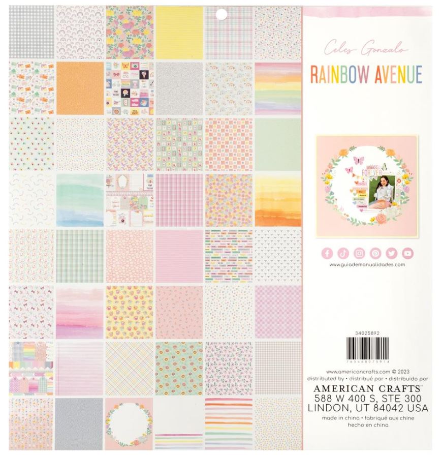 מארז דפי קארדסטוק 12" - American Crafts Double-Sided Paper Pad - Rainbow Avenue