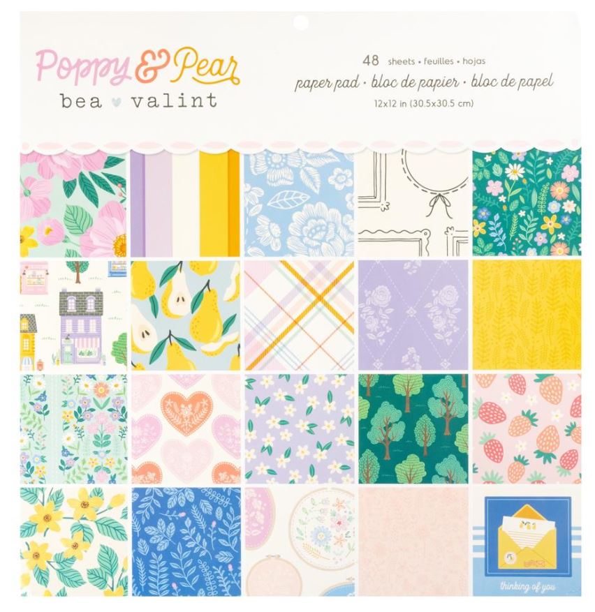 מארז דפי קארדסטוק 12&quot; - American Crafts Paper Pad - Poppy And Pear