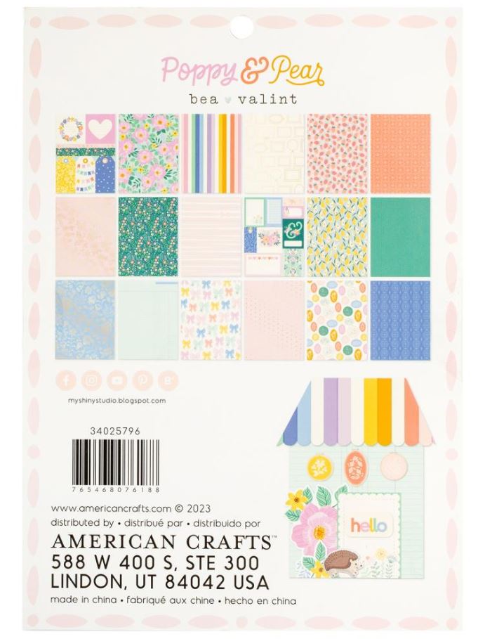 מארז דפי קארדסטוק 8*6" - American Crafts Double-Sided Paper Pad - Poppy And Pear