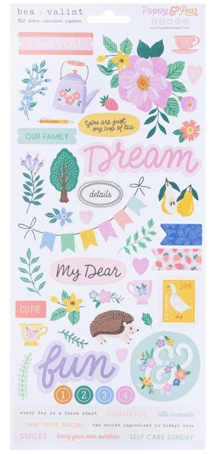 מדבקות קארדסטוק - American Crafts Cardstock Stickers 6&quot;X12&quot; - Poppy And Pear