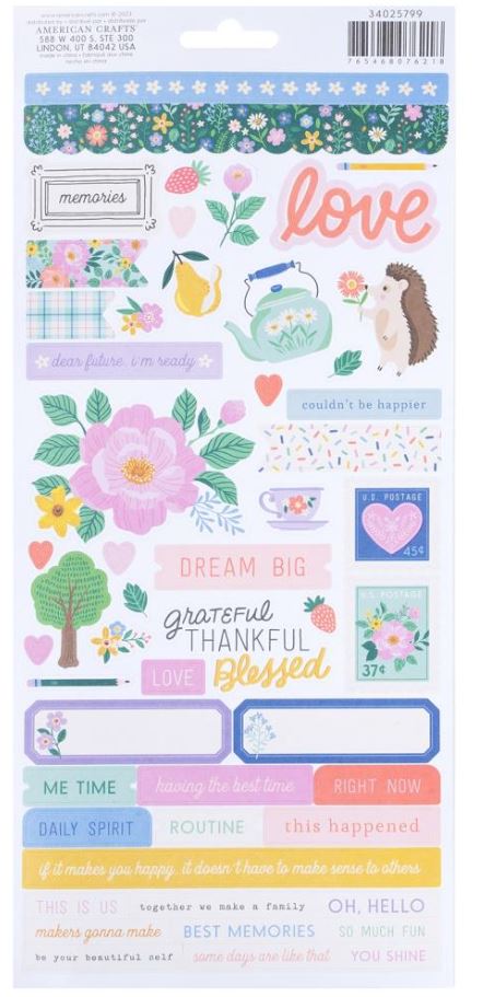 מדבקות קארדסטוק - American Crafts Cardstock Stickers 6"X12" - Poppy And Pear