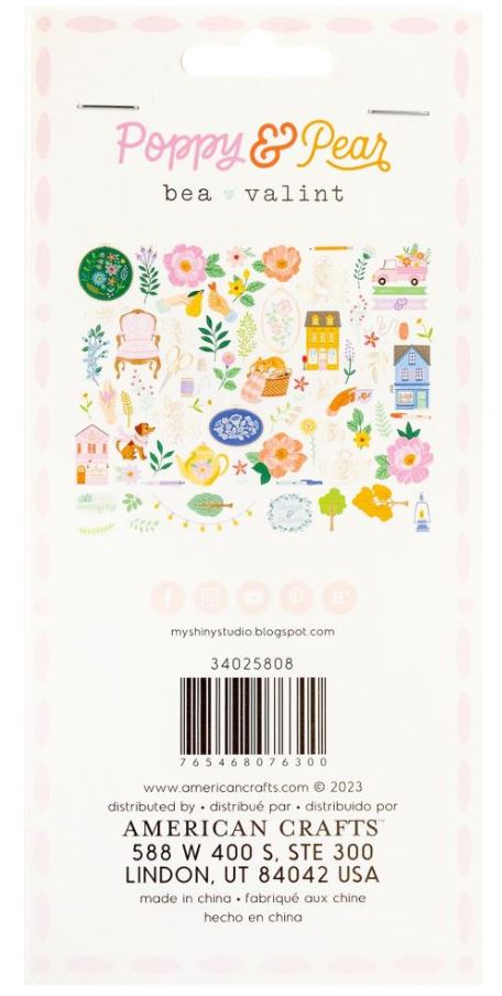 חיתוכי נייר - American Crafts Poppy And Pear Ephemera Die-Cuts