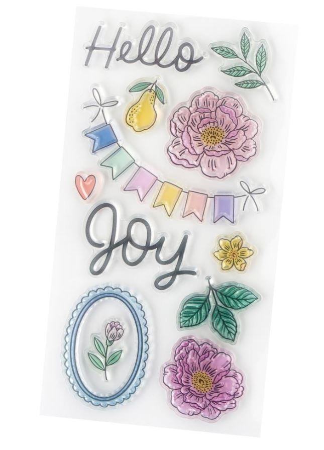 סט חותמות סיליקון - American Crafts Poppy And Pear Acrylic Stamp Set