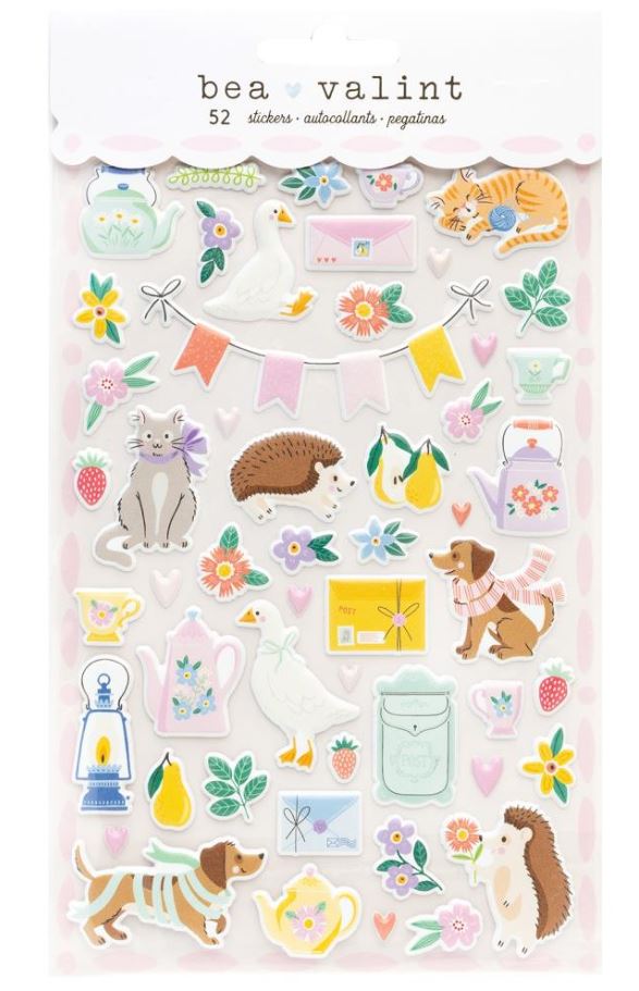 מדבקות פאף - American Crafts Poppy And Pear Puffy Stickers