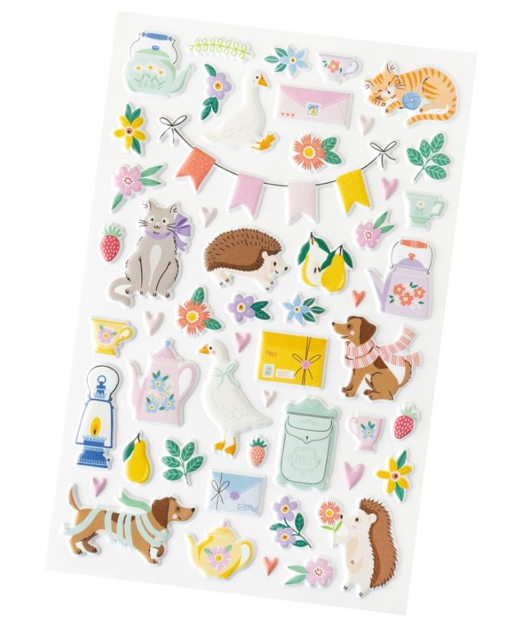 מדבקות פאף - American Crafts Poppy And Pear Puffy Stickers