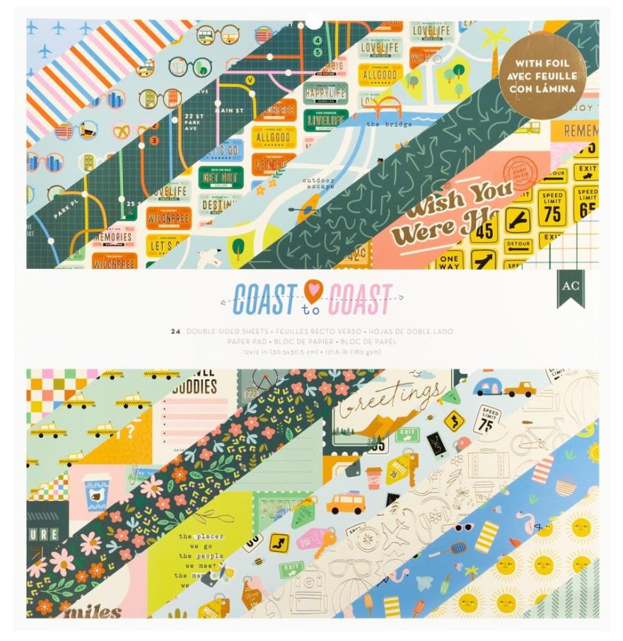 מארז דפי קארדסטוק 12&quot; - American Crafts Double-Sided Paper Pad - Coast-to-Coast