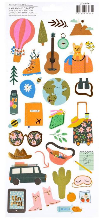 מדבקות קארדסטוק - American Crafts Cardstock Stickers 6"X12" - Coast-to-Coast