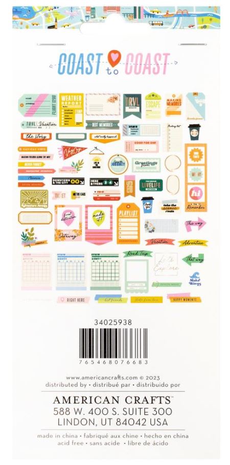 חיתוכי נייר - American Crafts Coast-to-Coast Journaling Ephemera Die-Cuts