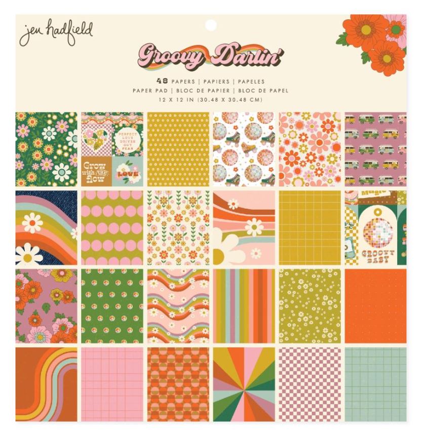 מארז דפי קארדסטוק 12&quot; - Jen Hadfield Groovy Darlin&#39; Single-Sided Paper Pad