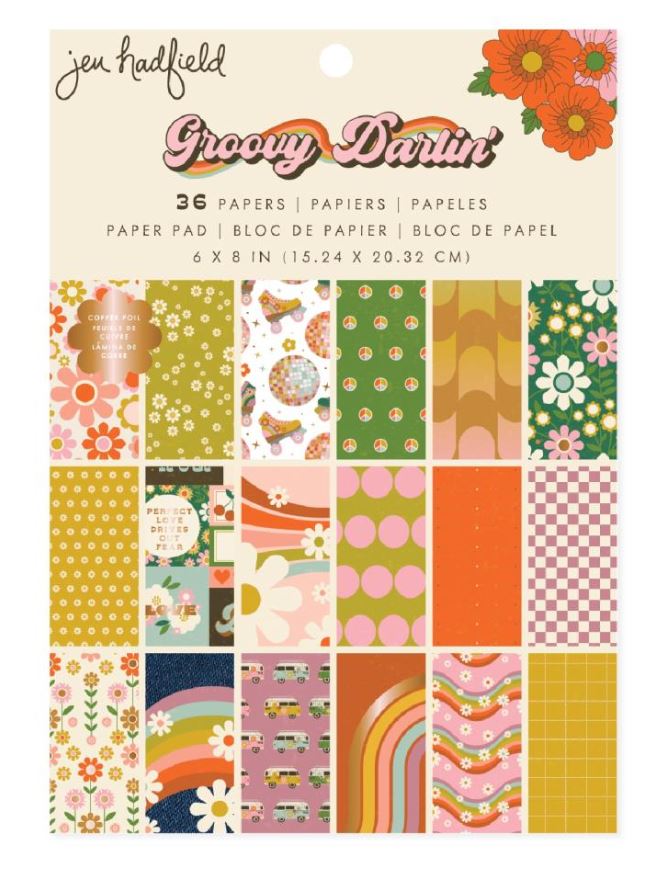 מארז דפי קארדסטוק 8&quot;*6&quot; - Jen Hadfield Groovy Darlin&#39; Single-Sided Paper Pad