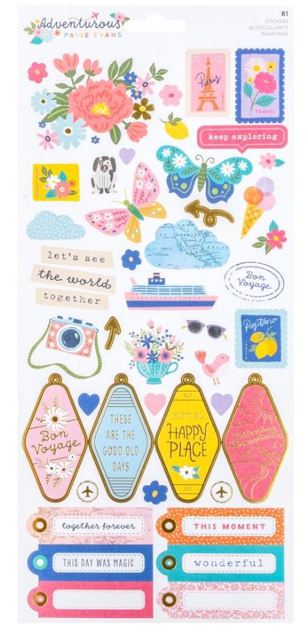 מדבקות קארדסטוק - Paige Evans Adventurous Cardstock Stickers 6&quot;X12&quot;