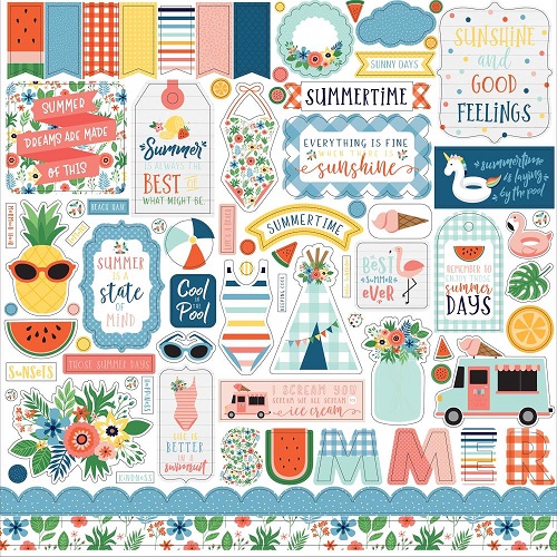 מדבקות נייר 12&quot; - Summertime Stickers - Elements