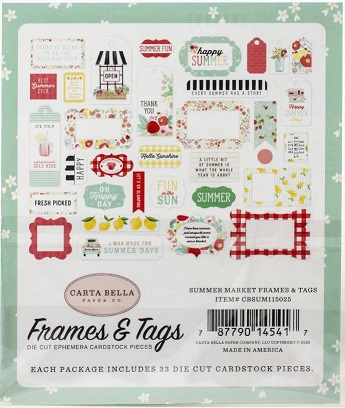 מארז חיתוכי קארדסטוק - Summer Market Cardstock Ephemera - Frames & Tags