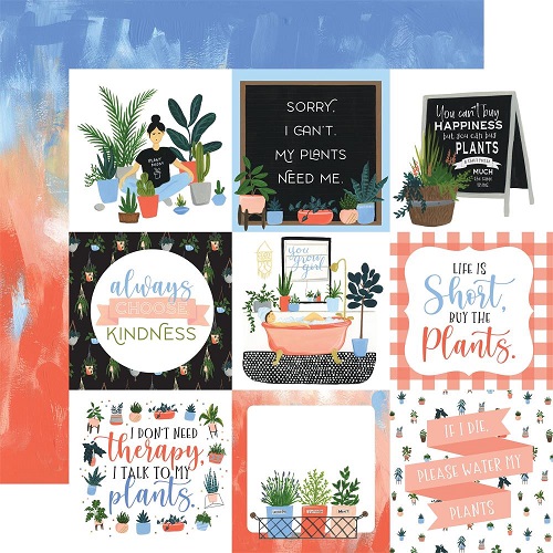 דף קארדסטוק 2129- Plant Lady - 4"X4" Journaling Cards