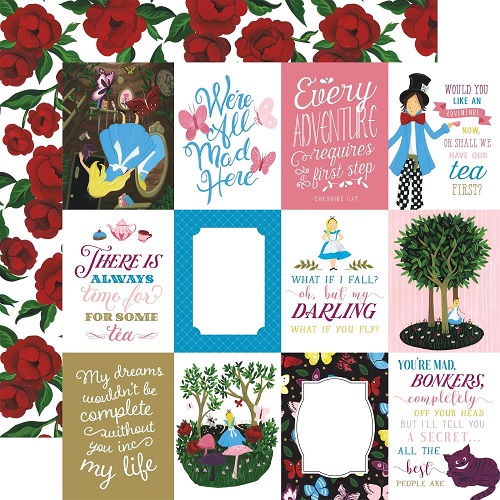 דף קארדסטוק2142-Alice In Wonderland No.2- 3"X4" Journaling Cards