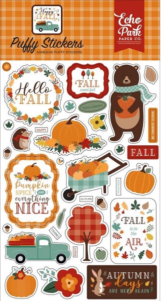 מדבקות פאף - Puffy Stickers - Happy Fall