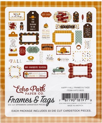 חיתוכי קארדסטוק - Happy Fall Cardstock Ephemera - Frames & Tags