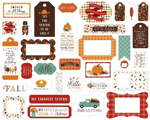 חיתוכי קארדסטוק - Happy Fall Cardstock Ephemera - Frames & Tags