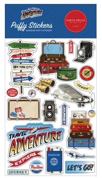 מדבקות פאף - OUR TRAVEL ADVENTURE - Puffy Stickers