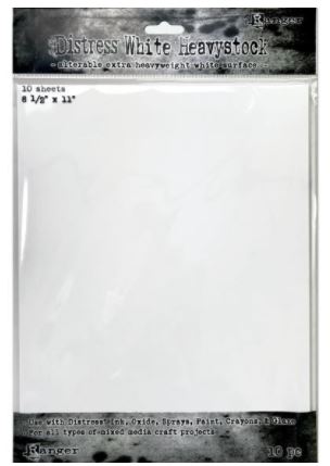 מארז דפים - לבן - Tim Holtz Distress White Heavystock 10/Pkg