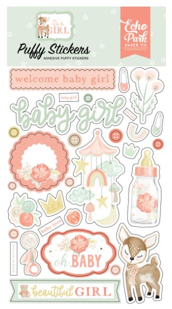 מדבקות פאף - IT&#39;S A GIRL - Puffy Stickers