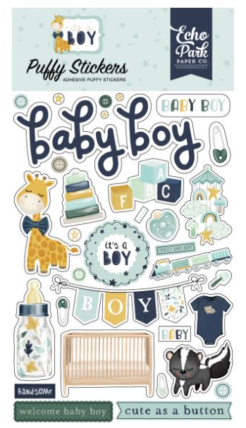 מדבקות פאף - IT&#39;S A BOY - Puffy Stickers