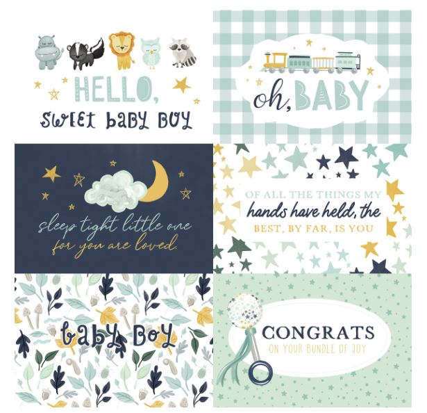 דף קארדסטוק 12" 2372 - IT'S A BOY - 6X4 Journaling Cards