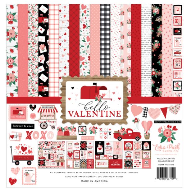 מארז קארדסטוק 12&quot; קיט שלם - HELLO VALENTINE - Collection Kit