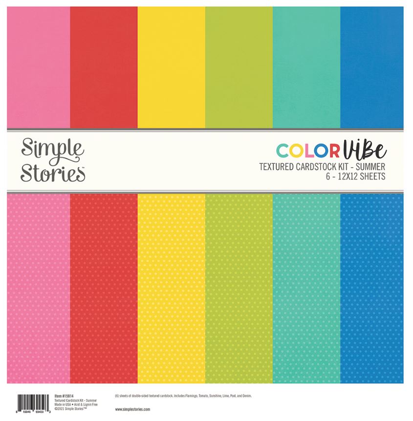 מארז דפי קארדסטוק 12&quot; - Color Vibe Textured Cardstock Kit - Summer