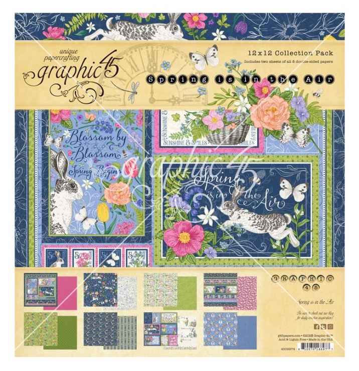 מארז דפי קארדסטוק 12&quot; - Graphic 45 Collection Pack - Spring Is In The Air