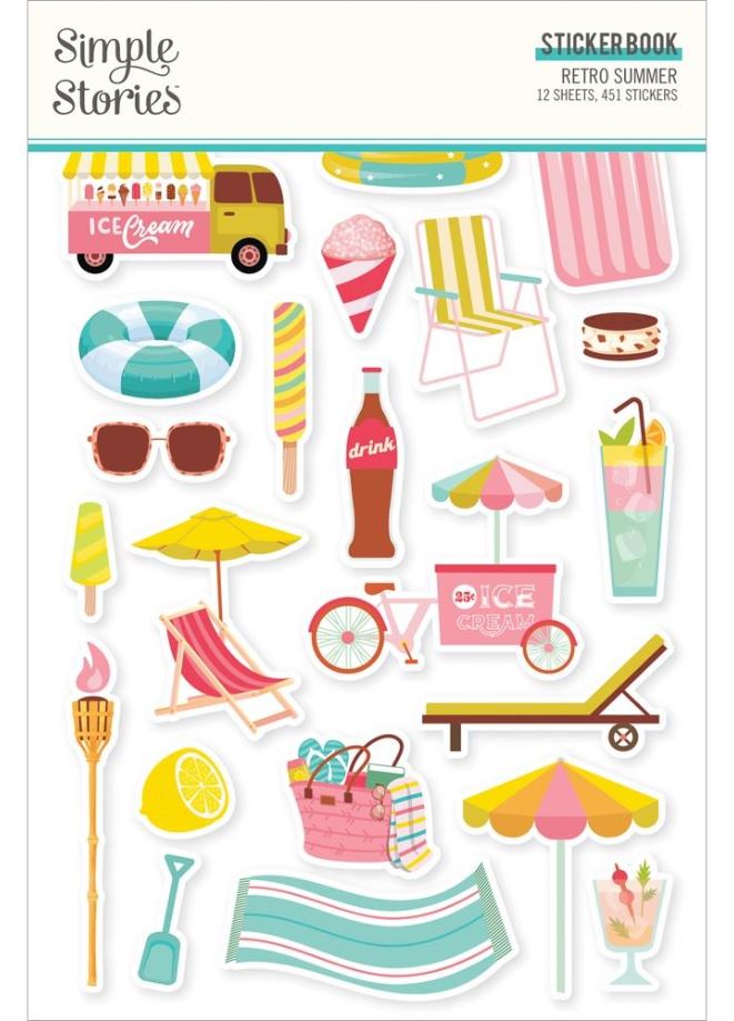 ספר מדבקות - Simple Stories Sticker Book - Retro Summer
