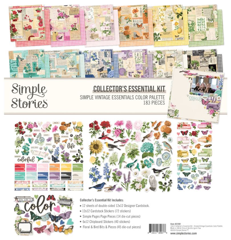 מארז דפי קארדסטוק 12&quot; - Simple Vintage Essentials Color Palette - Collector&#39;s Essential Kit