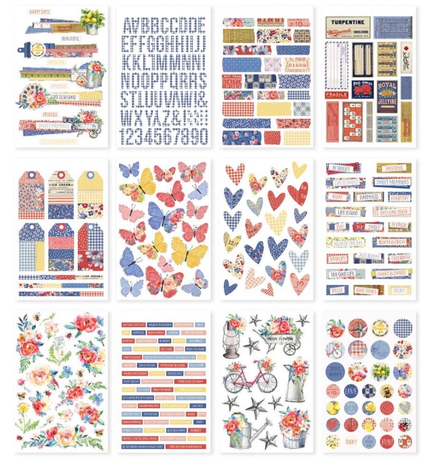 ספר מדבקות - Simple Stories Sticker Book 12/Sheets - Simple Vintage Linen Market