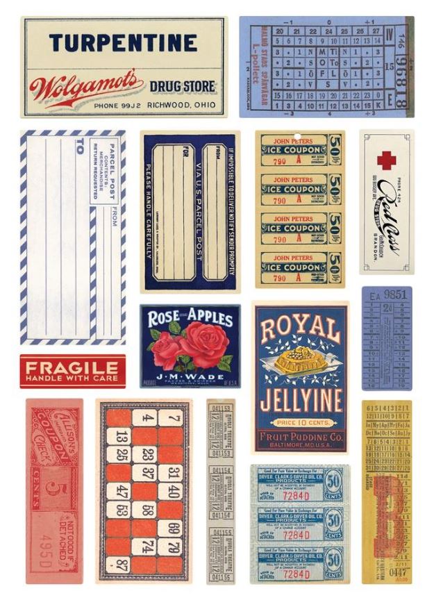 ספר מדבקות - Simple Stories Sticker Book 12/Sheets - Simple Vintage Linen Market