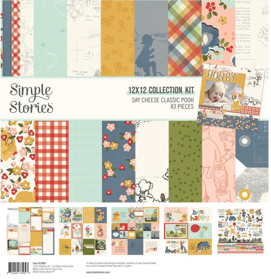 מארז דפי קארדסטוק 12&quot; - Simple Stories Collection Kit - Say Cheese Classic Pooh