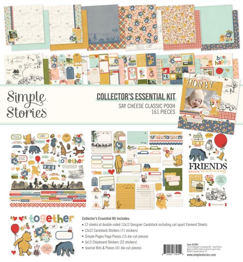 מארז דפי קארדסטוק 12&quot; - Simple Stories Collector&#39;s Essential Kit - Say Cheese Classic Pooh