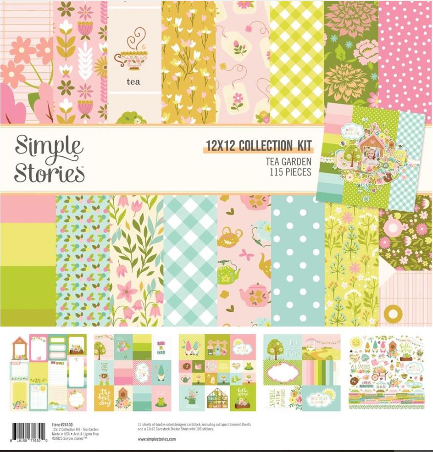 מארז דפי קארדסטוק 12&quot; - Simple Stories Collection Kit - Tea Garden