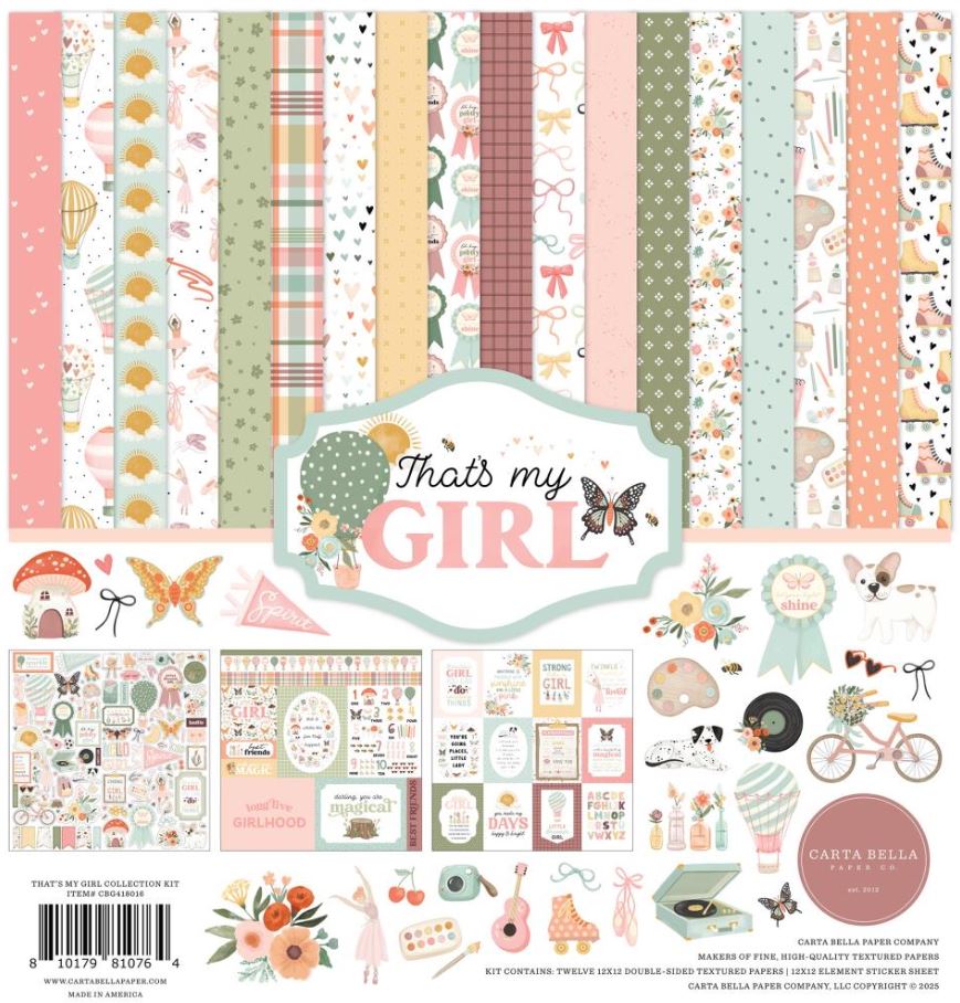 מארז דפי קארדסטוק 12&quot; - Carta Bella Collection Kit - That&#39;s My Girl