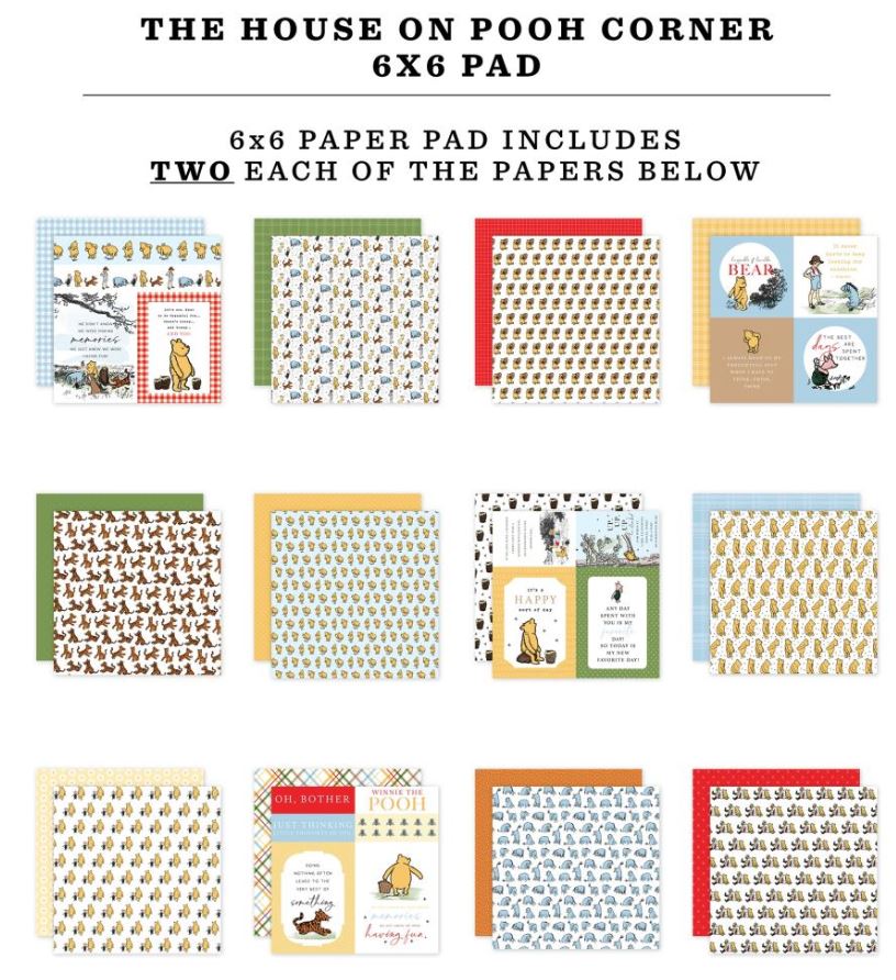 מארז דפי קארדסטוק 6" - Echo Park Double-Sided Paper Pad - The House At Pooh Corner
