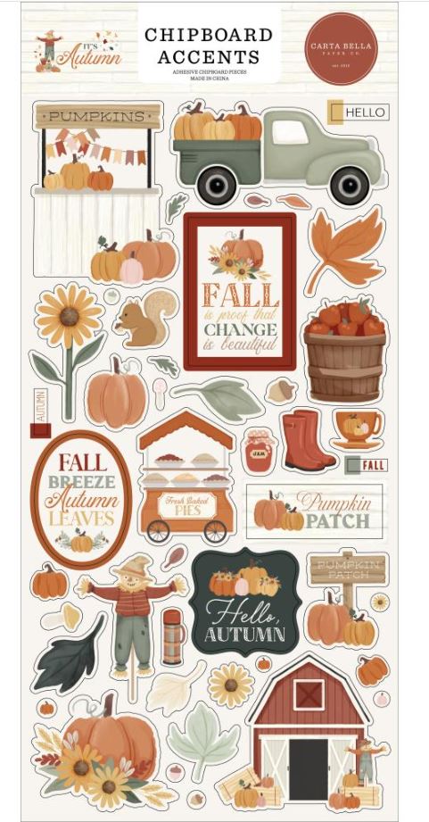 חיתוכי צ&#39;יפבורד - Carta Bella Chipboard Accents - It&#39;s Autumn