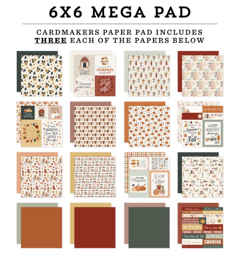 מגה מארז קארדסטוק 6" - Carta Bella Double-Sided Cardmakers Mega Paper Pad - It's Autumn