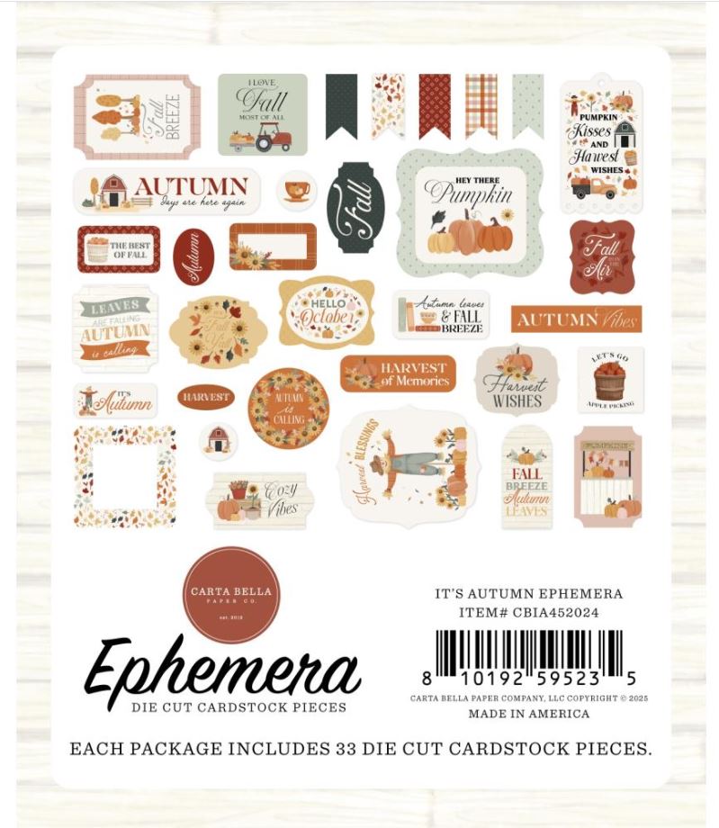 חיתוכי נייר - Carta Bella Cardstock Ephemera Icons - It's Autumn