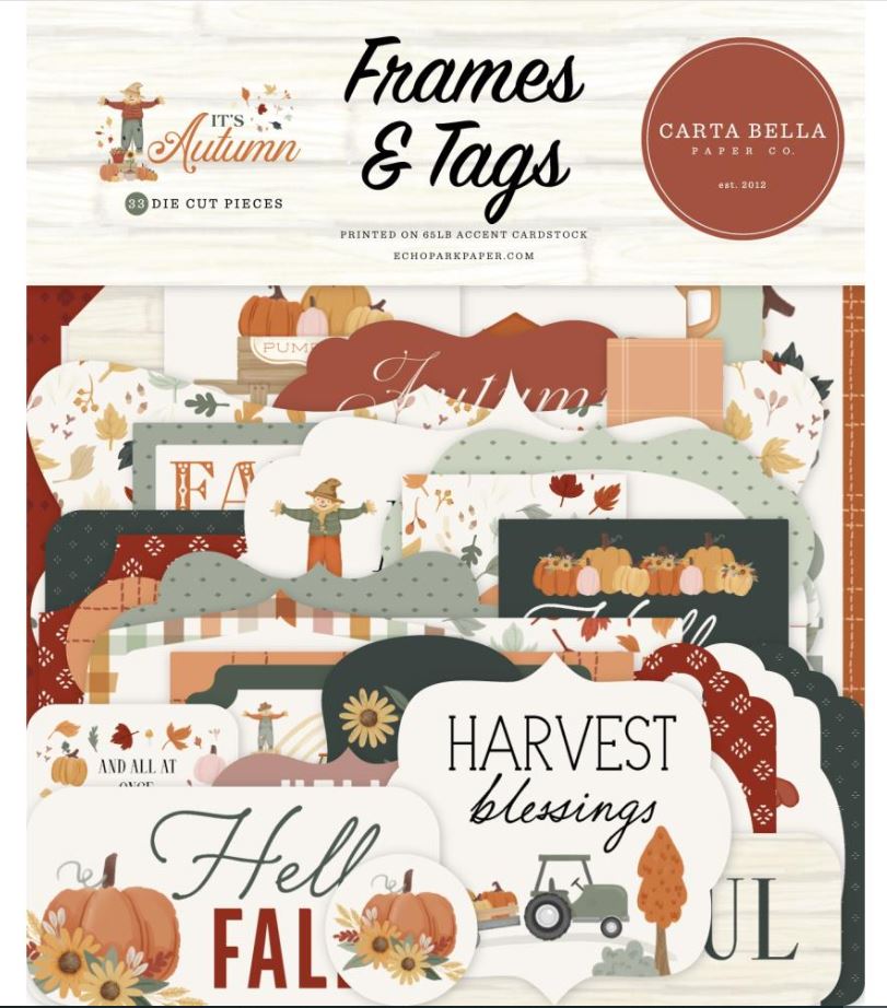 חיתוכי נייר - Carta Bella Cardstock EphemeraFrames &amp; Tags - It&#39;s Autumn