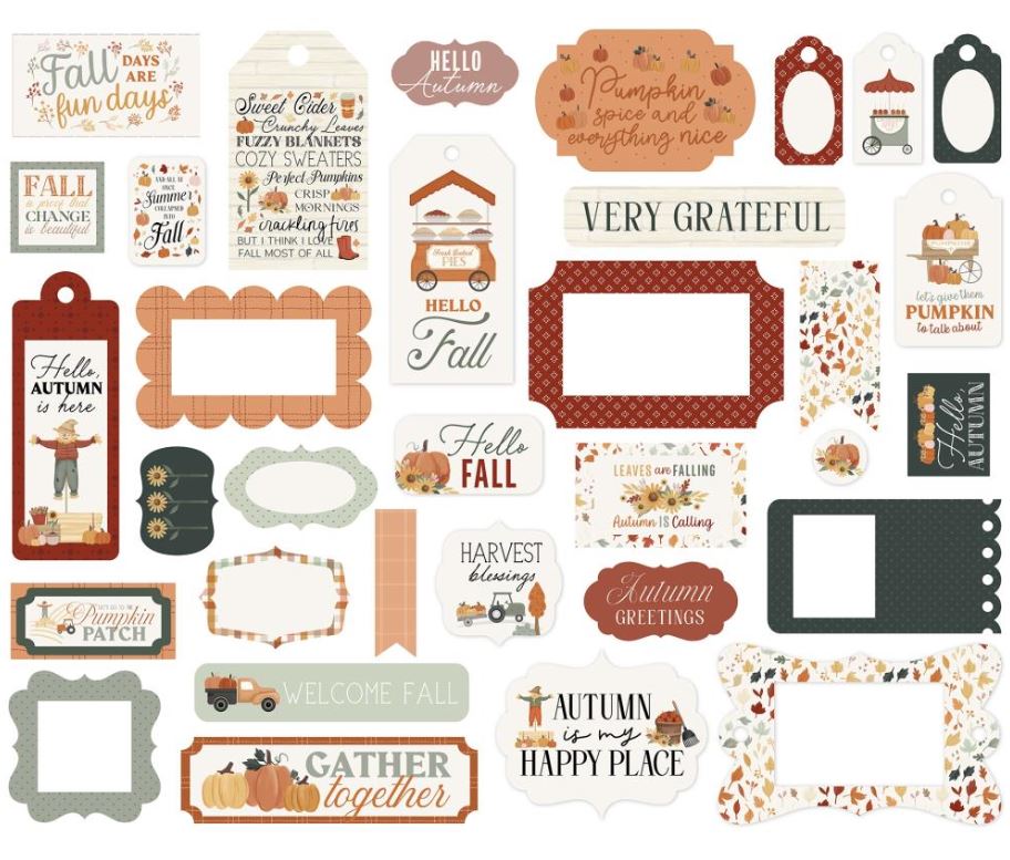 חיתוכי נייר - Carta Bella Cardstock EphemeraFrames & Tags - It's Autumn