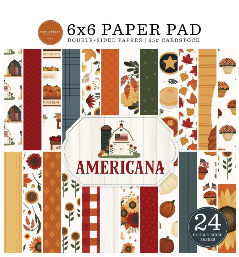 מארז דפי קארדסטוק 6&quot; - Carta Bella Double-Sided Paper Pad - Americana