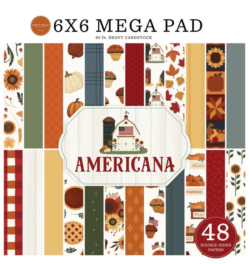 מגה מארז קארדסטוק 6&quot; - Carta Bella Double-Sided Cardmakers Mega Paper Pad - Americana