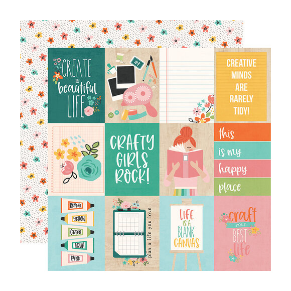 דף קארדסטוק 49 Hey Crafty Girl - 3x4 Elements