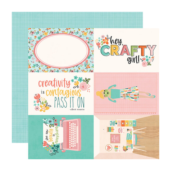 דף קארדסטוק 47 Hey Crafty Girl - 4x6 Elements