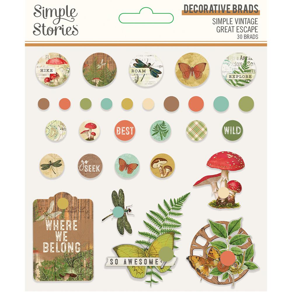 SIMPLE VINTAGE GREAT ESCAPE DECORATIVE BRADS