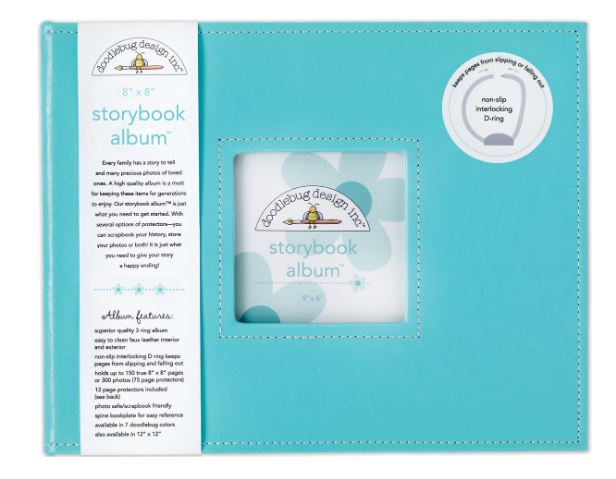 אלבום 8&quot; טורקיז - Doodlebug Storybook D-Ring Album